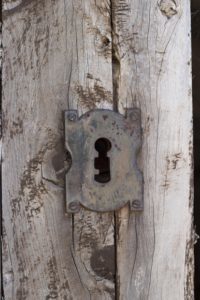 key hole in ancient wooden door