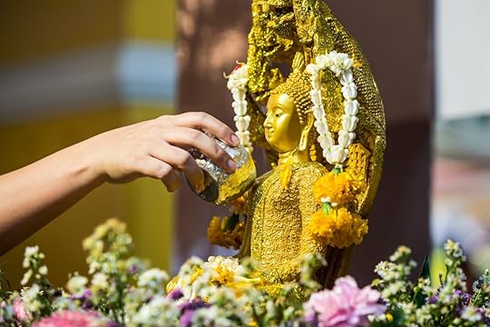 Water blessing ceremony during the Songkran Festival
