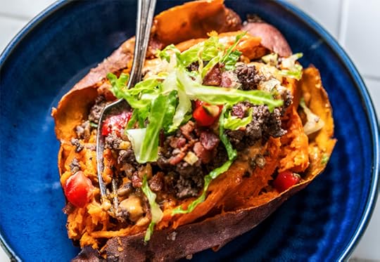 loaded sweet potato with venison