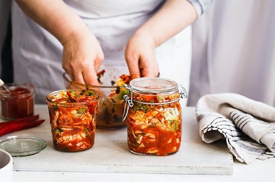 Preparing kimchi
