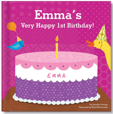 This is an image of babie's happy birthday personalized book
