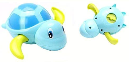 This is an image of babie's bath swiming turtle toy in blue color