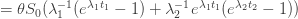=\theta S_0(\lambda_1^{-1}(e^{\lambda_1t_1}-1)+\lambda_2^{-1}e^{\lambda_1t_1}(e^{\lambda_2t_2}-1))