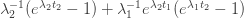 \lambda_2^{-1}(e^{\lambda_2t_2}-1)+\lambda_1^{-1}e^{\lambda_2t_1}(e^{\lambda_1t_2}-1)