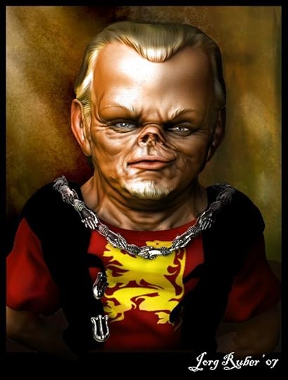 A rendition of Tyrion Lannister as described in the books, by Jerg Ruber on Deviantart.