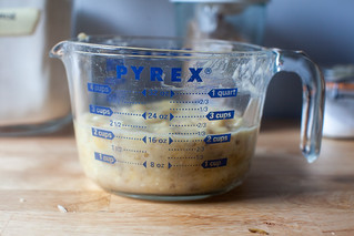 two heaped cups of mashed bananas