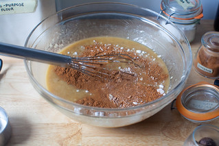 whisk in dry stuff, then flour