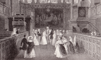 A fashionable wedding at St George's Hanover Square in 1841 from Life In Regency and Early Victorian Times by EB Chancellor (1926)