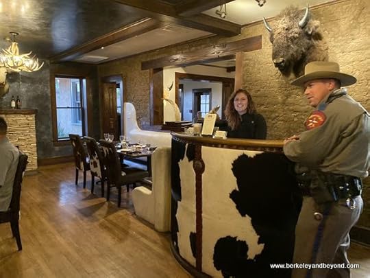 desk at 12 Gage Restaurant at Gage Hotel in Marathon, Texas