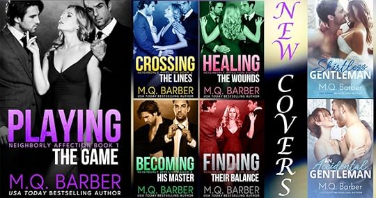 New covers for the Neighborly Affection series and Gentleman series books by M.Q. Barber as of 2020.