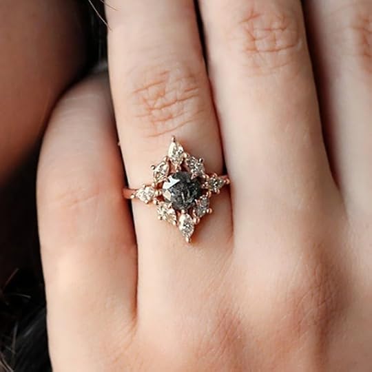 Unique 14K Gold Rings Grey Diamond & White Sapphire Engagement ...