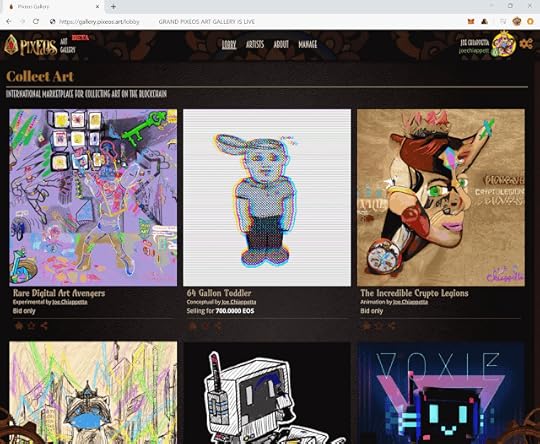 pixEOS Gallery screenshot with art by Joe Chiappetta and other artists