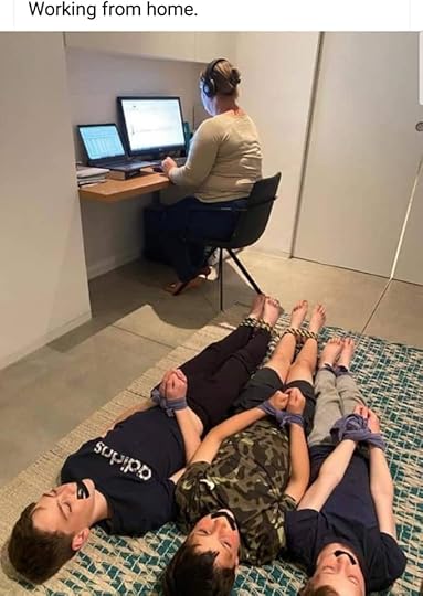 Image may contain: one or more people and people sitting, possible text that says 'Working from home. supipo'
