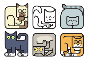 3 Wise Monkeys & Cute Cat Icons