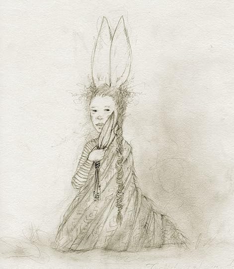 My drawing of a desert bunny girl with prayer feathers