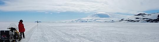L-R: Snowmobile, Elaine, Dellbridge Islands (Tent and Inaccessible superimposed), Mt Erebus, Arrival Heights