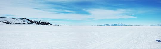 L-R: Arrival Heights, Hut Point, from behind which can be seen the tail of White Island, then Minna Bluff, Black Island, and the foot of Mt Discovery