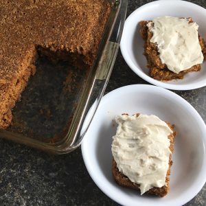 frosting part of a warm carrot cake