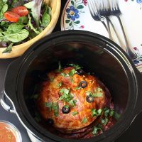 stacked enchilada in slow cooker