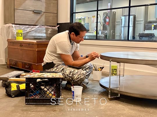 silver leaf lucite table