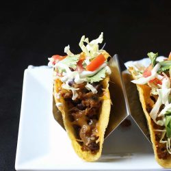 side view of turkey and black bean taco