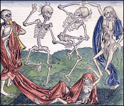 Woodblock by Michael Wolgemut (1434 – 1519) of A Danse Macabre.