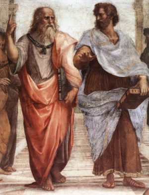 Aristóteles y Platón en el cuadro de Rafael, La Escuela de Atenas (1509)