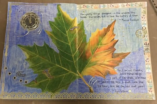 colour pencil drawing of leaf, Faber-Castell Polychromos, artist Linzé Brandon