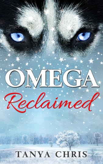 Cover for Omega Reclaimed by Tanya Chris shows the eyes of a white wolf in front of a snowy scene