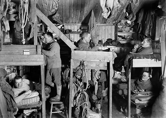 Clockwise from lower left: Apsley Cherry-Garrard, ‘Birdie’ Bowers, ‘Titus’ Oates, Cecil Meares, and ‘Atch’ Atkinson. Birdie and Titus would not see their bunks again after they left; Meares returned briefly but left with the ship in March 1912, which left only Cherry and Atch for the second winter.