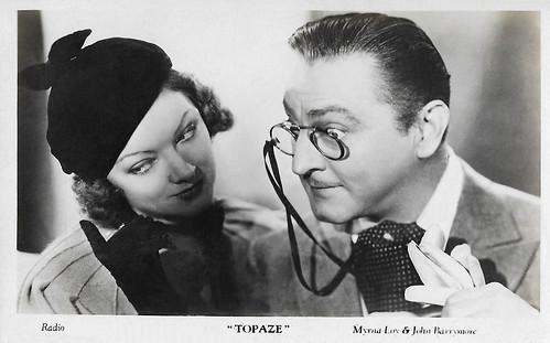 Myrna Loy and John Barrymore in Topaze