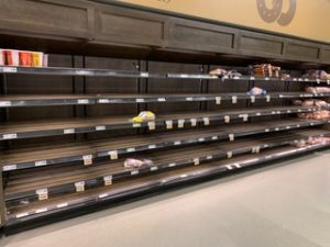 covid empty shelves in grocery store