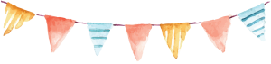 String of pastel flags in bunting with no spotlight