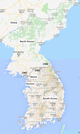 Map of North and South Korea with DMZ at the border