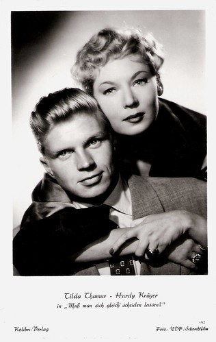 Tilda Thamar and Hardy Krüger in Muss man sich gleich scheiden lassen? (1953)