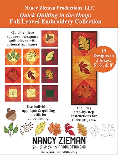 NEW! Exclusive Quick Quilting in the Hoop: Fall Leaves Embroidery Collection and Book available at ShopNZP.com