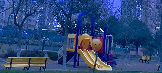 A children’s park in a gloomy atmosphere.