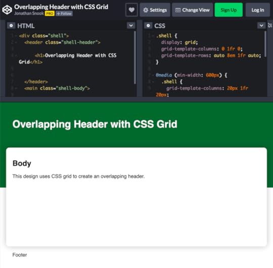 Green header with rounded body overlapping the header