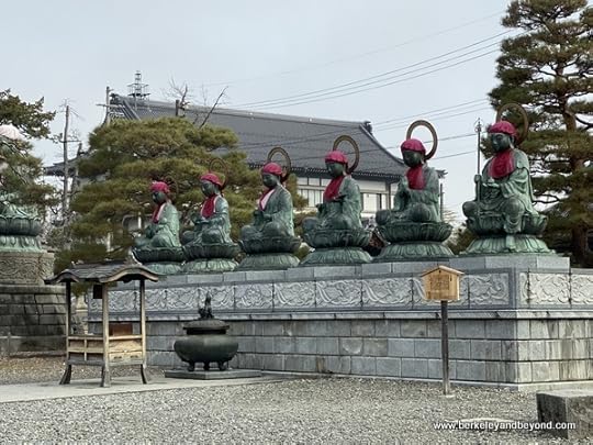 Jizo Bodhisattva statues inside Niomon Gate at Zenkoji Temple in Nagano City, Japan