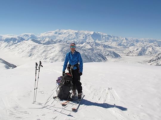 Cathy O'Dowd with Mount Logan in the distance.