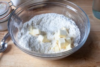 butter into flour and salt