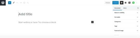 A screenshot of a blank page in the WordPress block editor