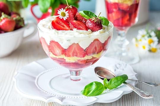 Strawberry dessert trifle in glass