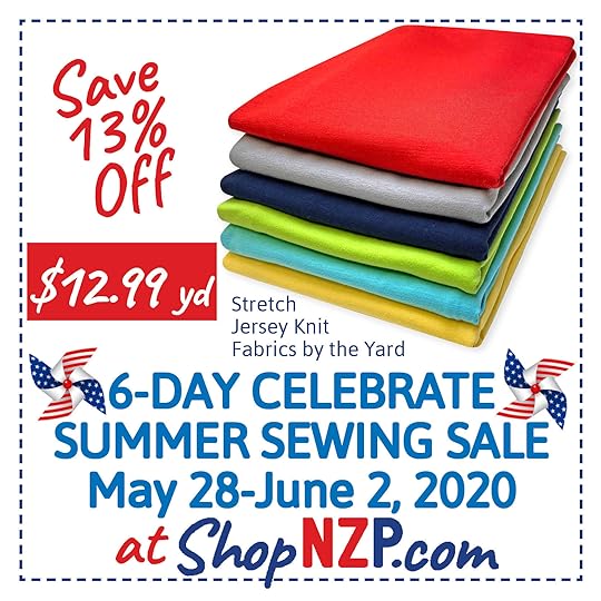Celebrate Summer Sale at ShopNZP Save 13 Percent Off Stretch Jersey Knit Fabrics by the Yard