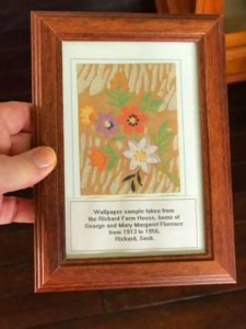 Vintage wallpaper sample, framed