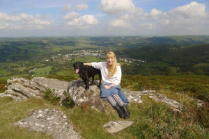 Terri and Tilly on Meldon Hill Dartmoor