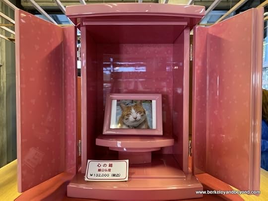 laquer-ware pink cat altar in gift shop at Iiyama Museum of Traditional Folk Industry in Iiyama city, Japan