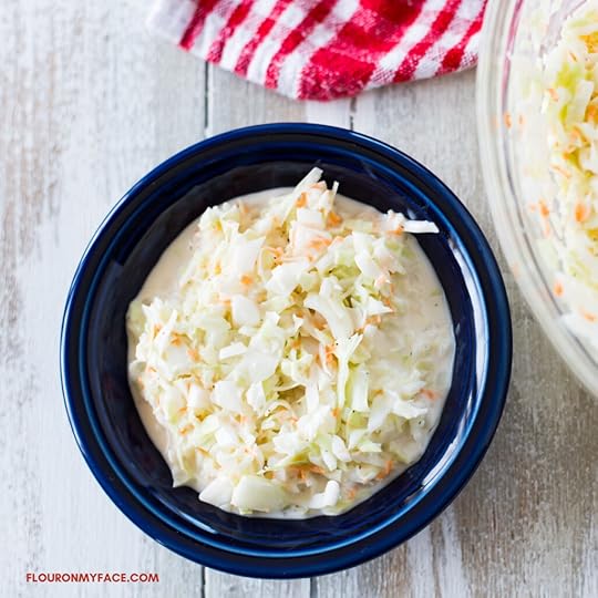 a small serving bowl of homemade sweet coleslaw