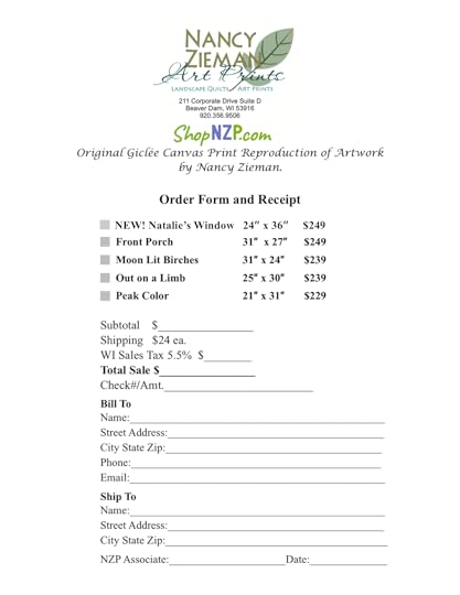 Nancy Zieman Art Prints Order Form Image