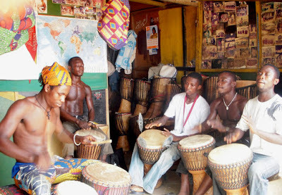    Ghana Top Ten: A troupe of drummers at the Arts Center, Accra (Photo: Kwei Quartey)